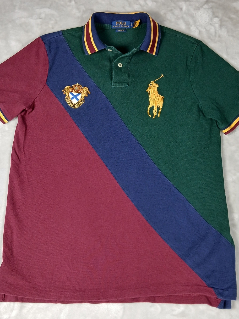 Polo Ralph Lauren Big Pony Colorblock Polo Shirt Small Men's Crest Preppy